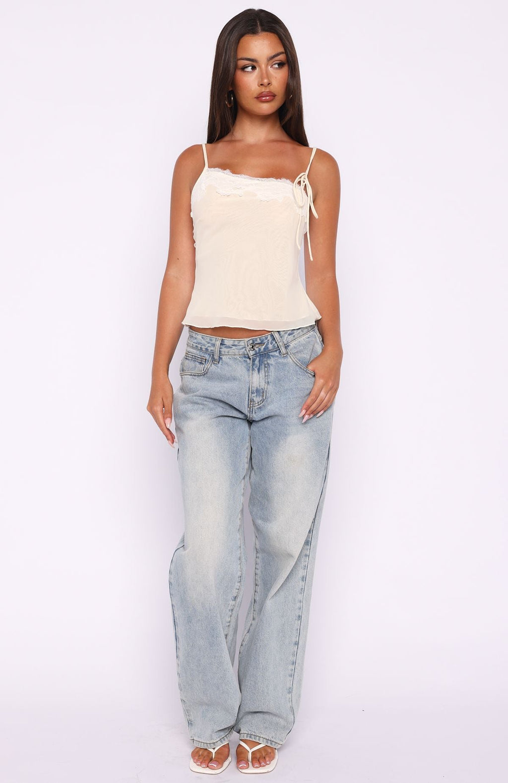 Blissfully Bold Lace Cami Top Cream