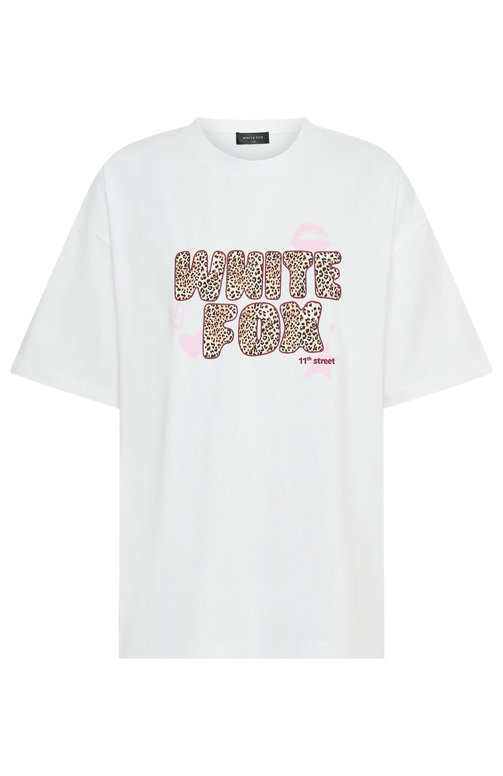 11th Street She's So Lucky Oversized Tee Leopard Splice