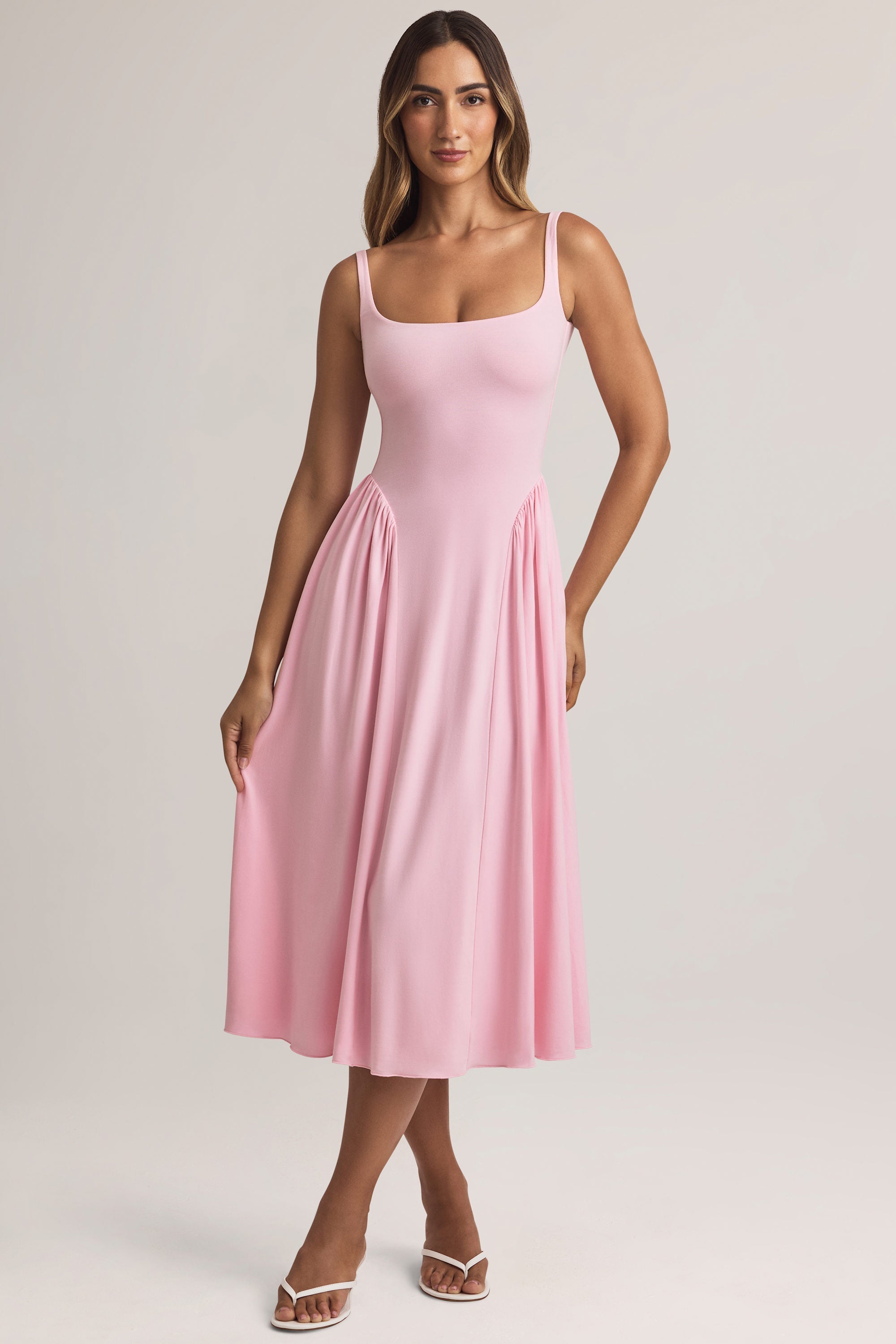 Modal A-Line Midaxi Dress in Pastel Pink