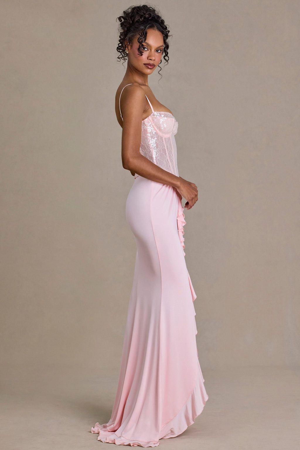 Embellished Lace Corset Gown in Blossom