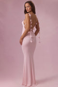 Jersey Draped Gown in Blush