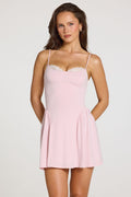 Modal Lace-Trim Mini Dress in Baby Pink