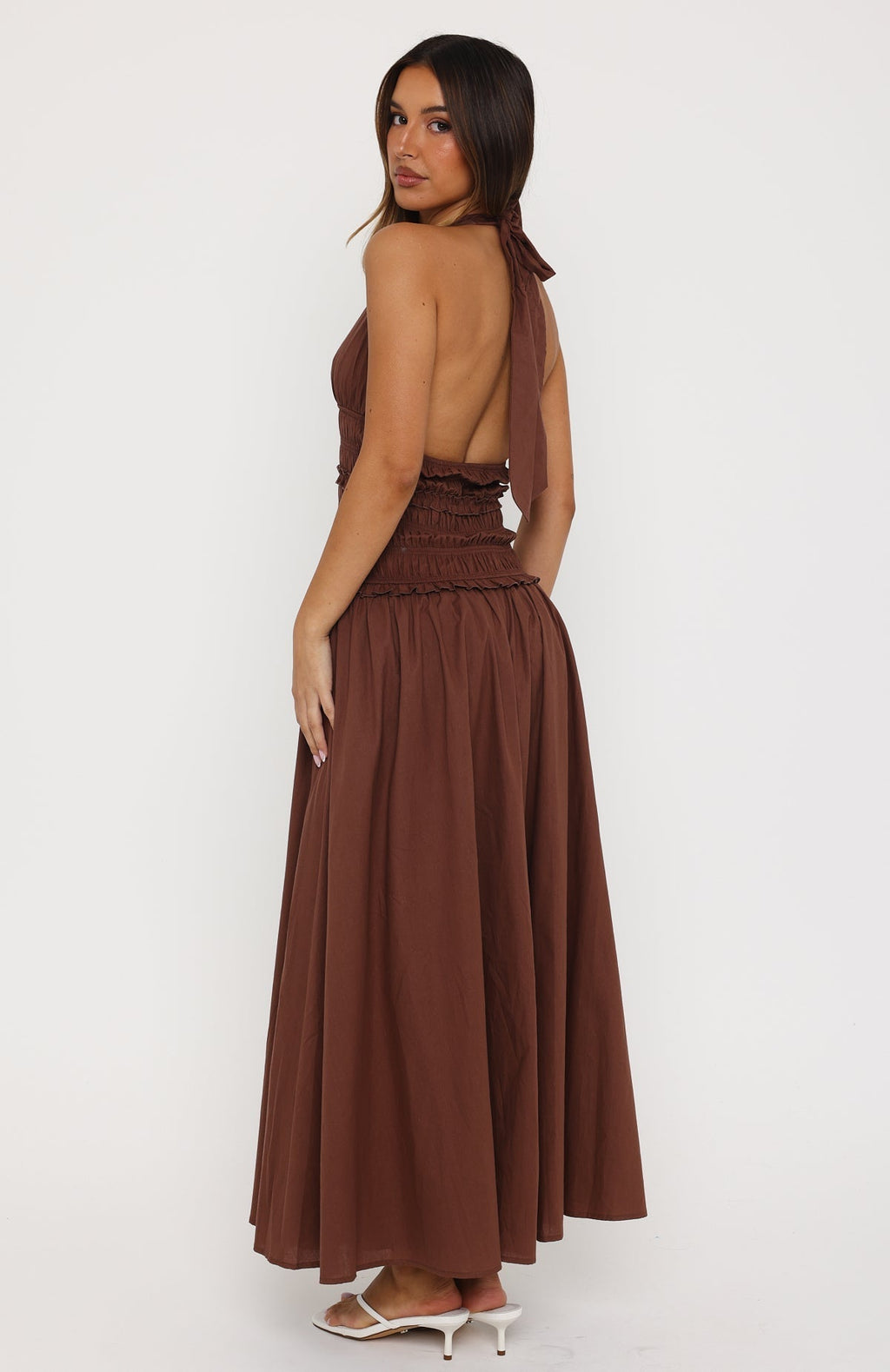 Lucky Enough Halter Maxi Dress Dark Chocolate