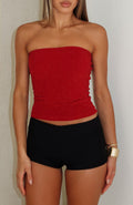 Passing By You Strapless Top Red