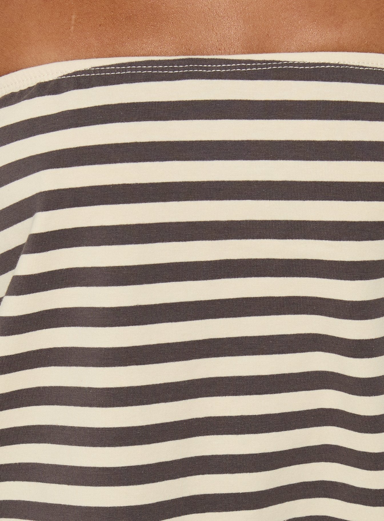 Karalee Strapless Blouson Mini Dress Charcoal / Cream Stripe