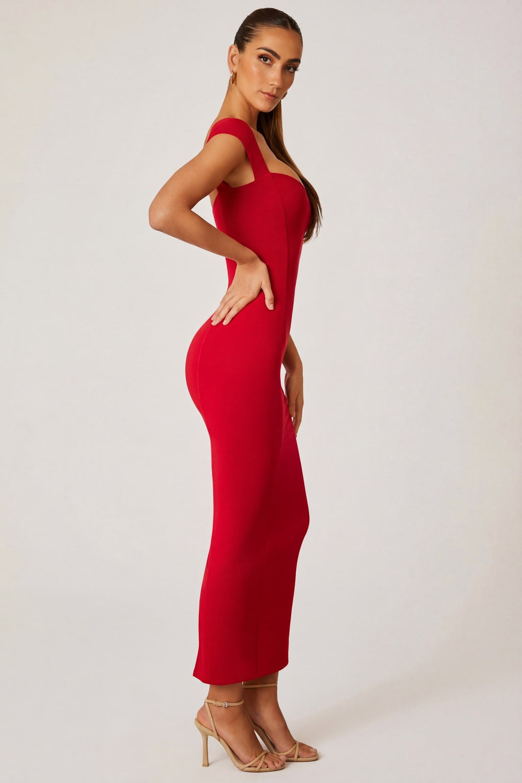 Sweetheart Neckline Maxi Dress in Red