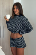 Touchdown Relaxed Shorts Navy Stripe