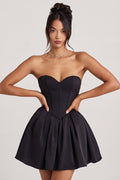 Corset Tulle Mini Dress in Jet Black
