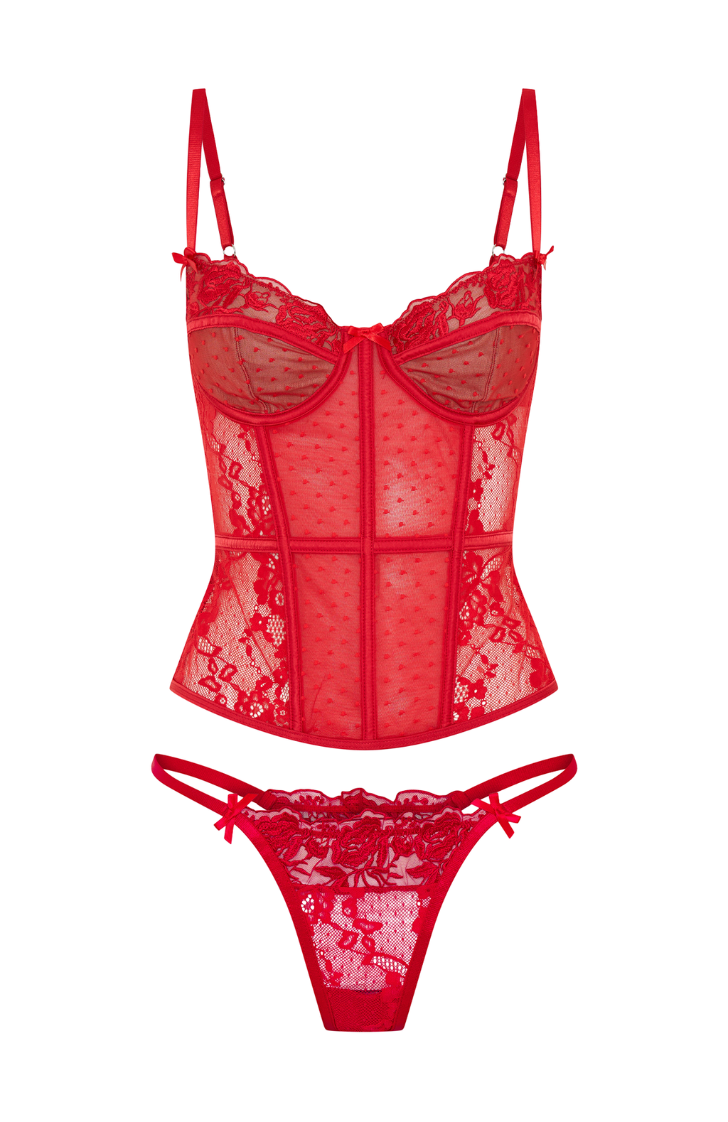 Cherished Heart Lingerie Set Red