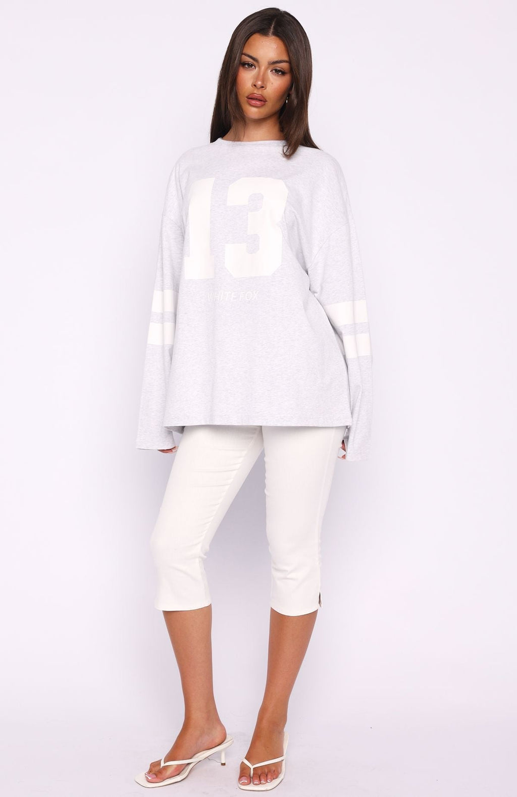 Playing Ball Oversized Long Sleeve Tee Grey Marle