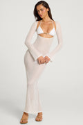 Open-Front Maxi Dress in White