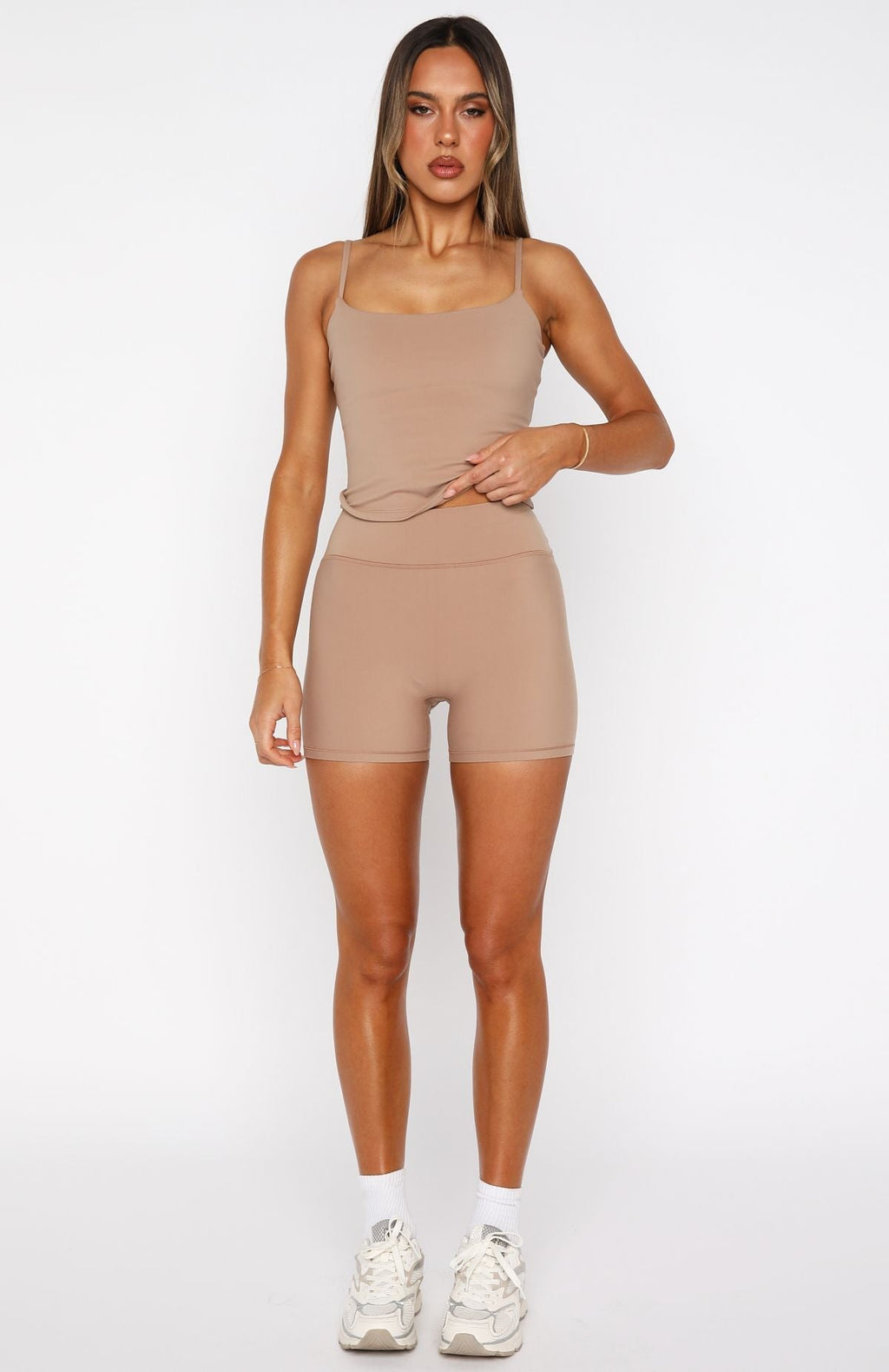 Keep Up High Waisted Shorts 4 Caramel