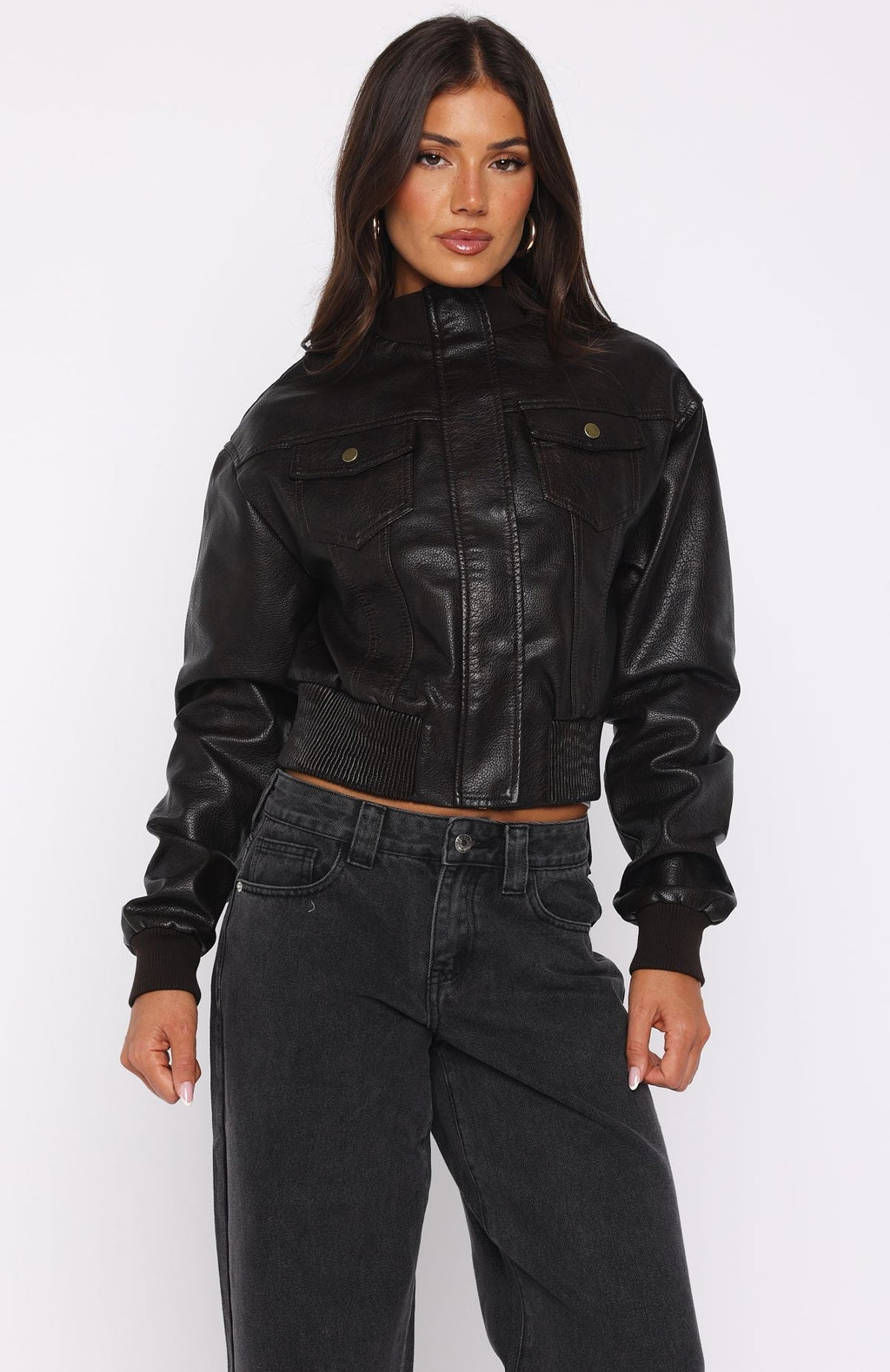She's Sassy PU Jacket Coffee
