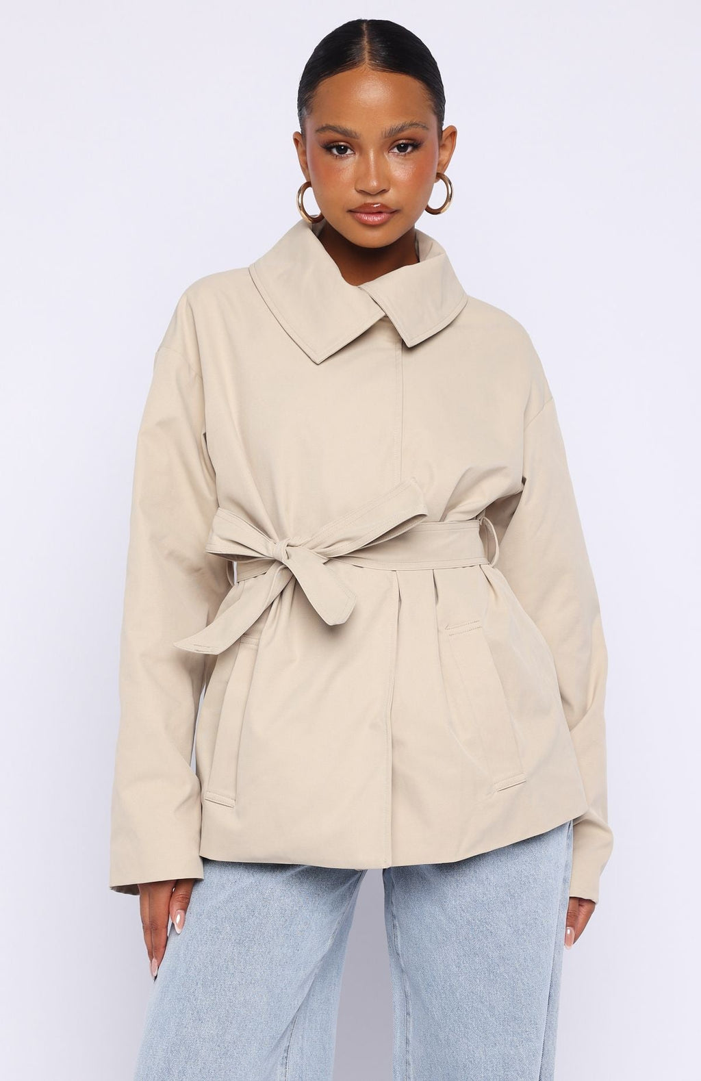 Could Touch Cropped Trench Jacket Sand