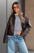 I Know Love PU Jacket Chocolate
