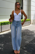 Born To Shine High Waisted Barrel Jeans Light Blue
