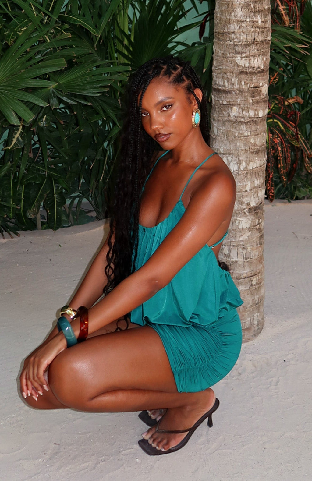 Bound To Slay Mini Dress Ocean Teal