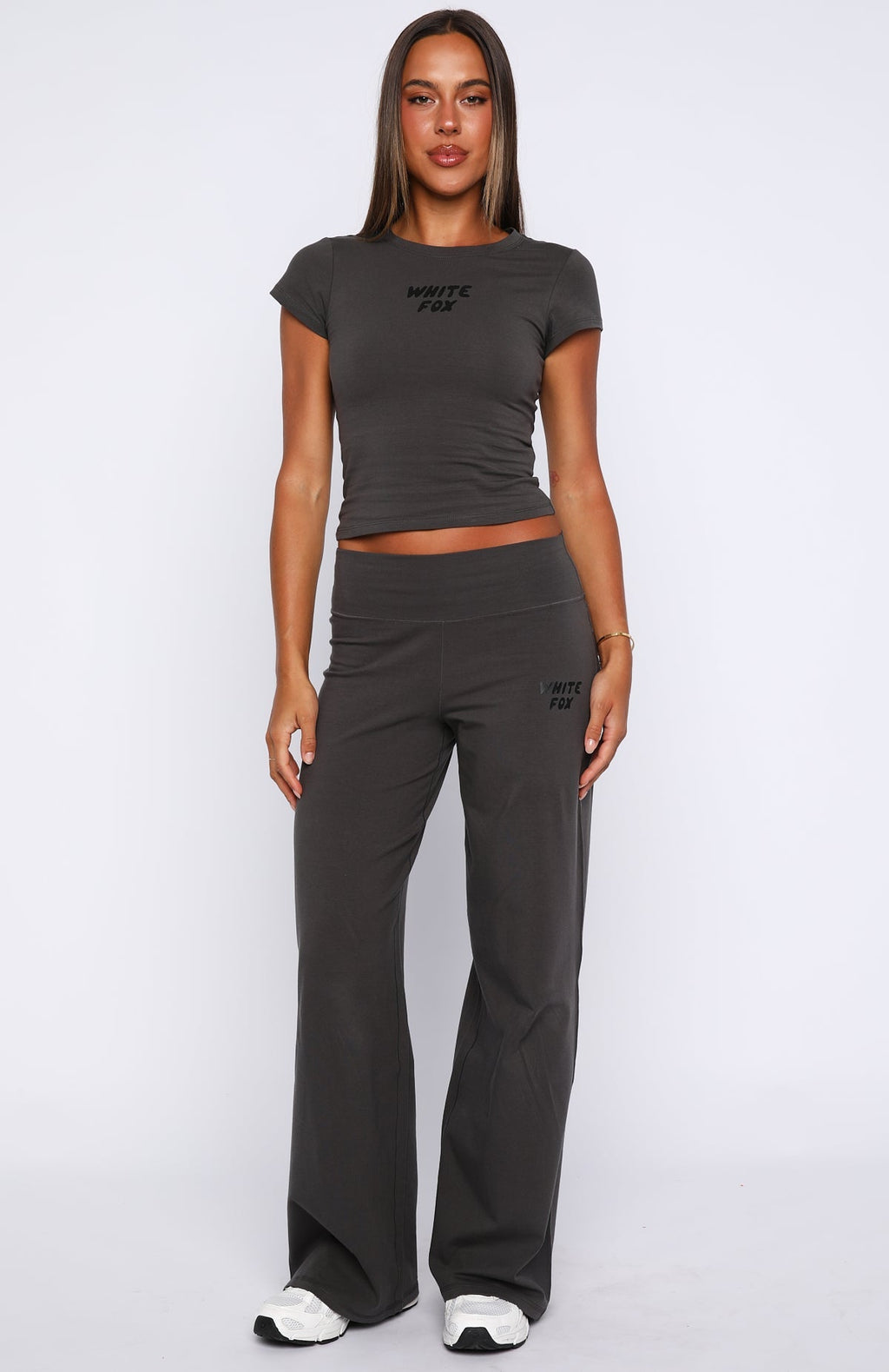 Break The Records Wide Leg Pants Charcoal