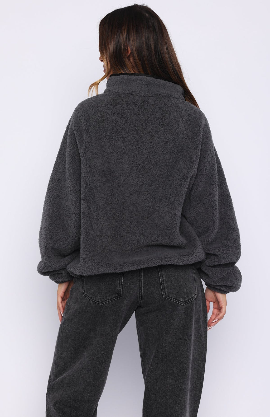 Calm Before The Storm Zip Front Fleece Sweater Charcoal