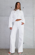 Charlotte Mid Rise Wide Leg Jeans Off White