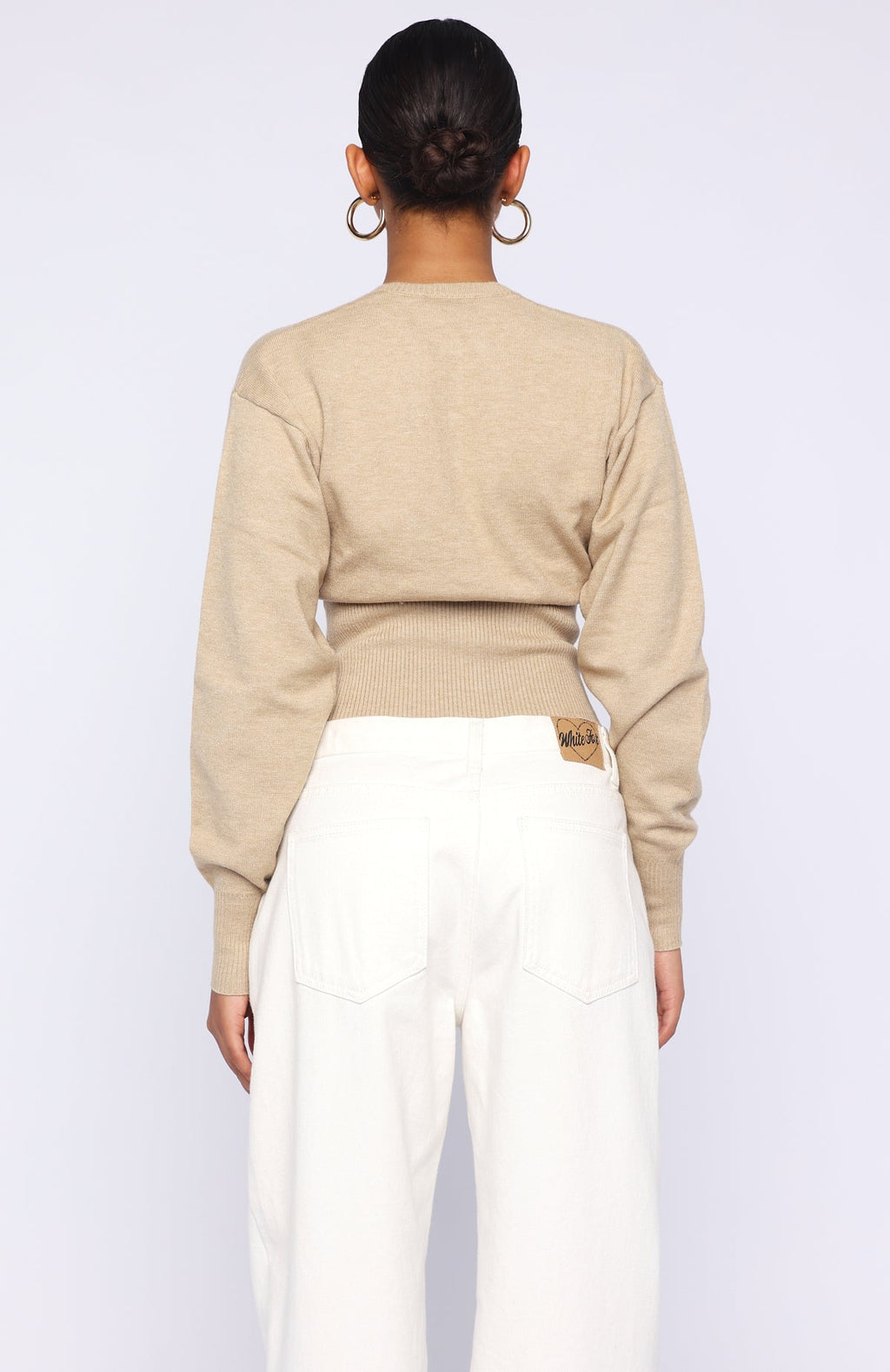 Cindy Cinched Knit Top Beige