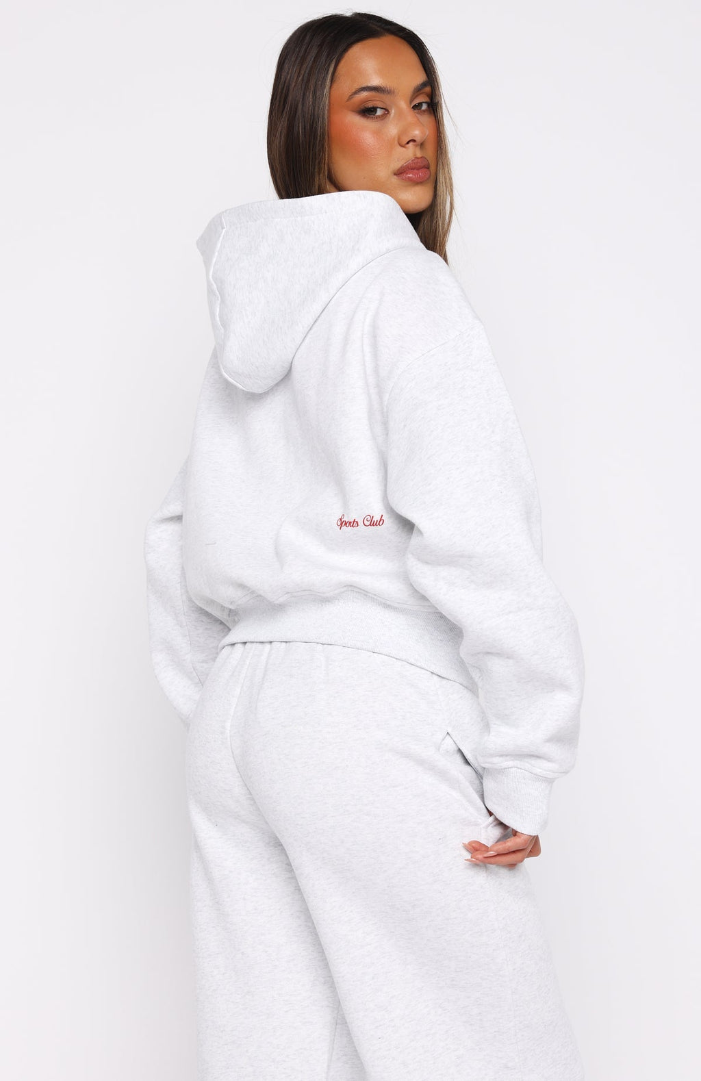 Club 14 Allie Boxy Zip Front Hoodie Grey Marle
