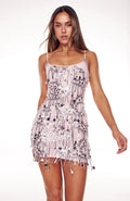 Decadent Daze Beaded Mini Dress Baby Pink
