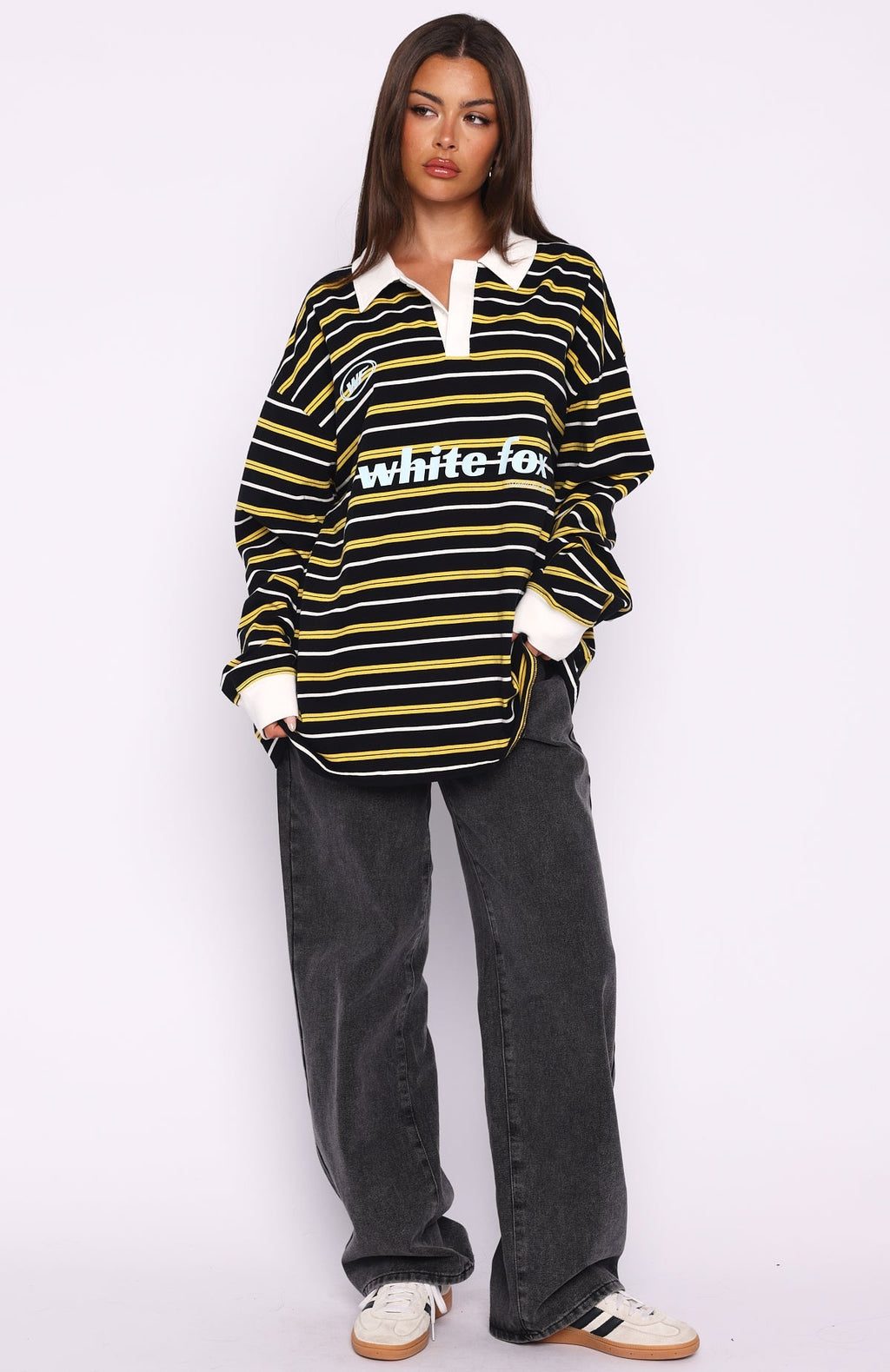 Gentle Affection Long Sleeve Rugby Shirt Black/Yellow Stripe