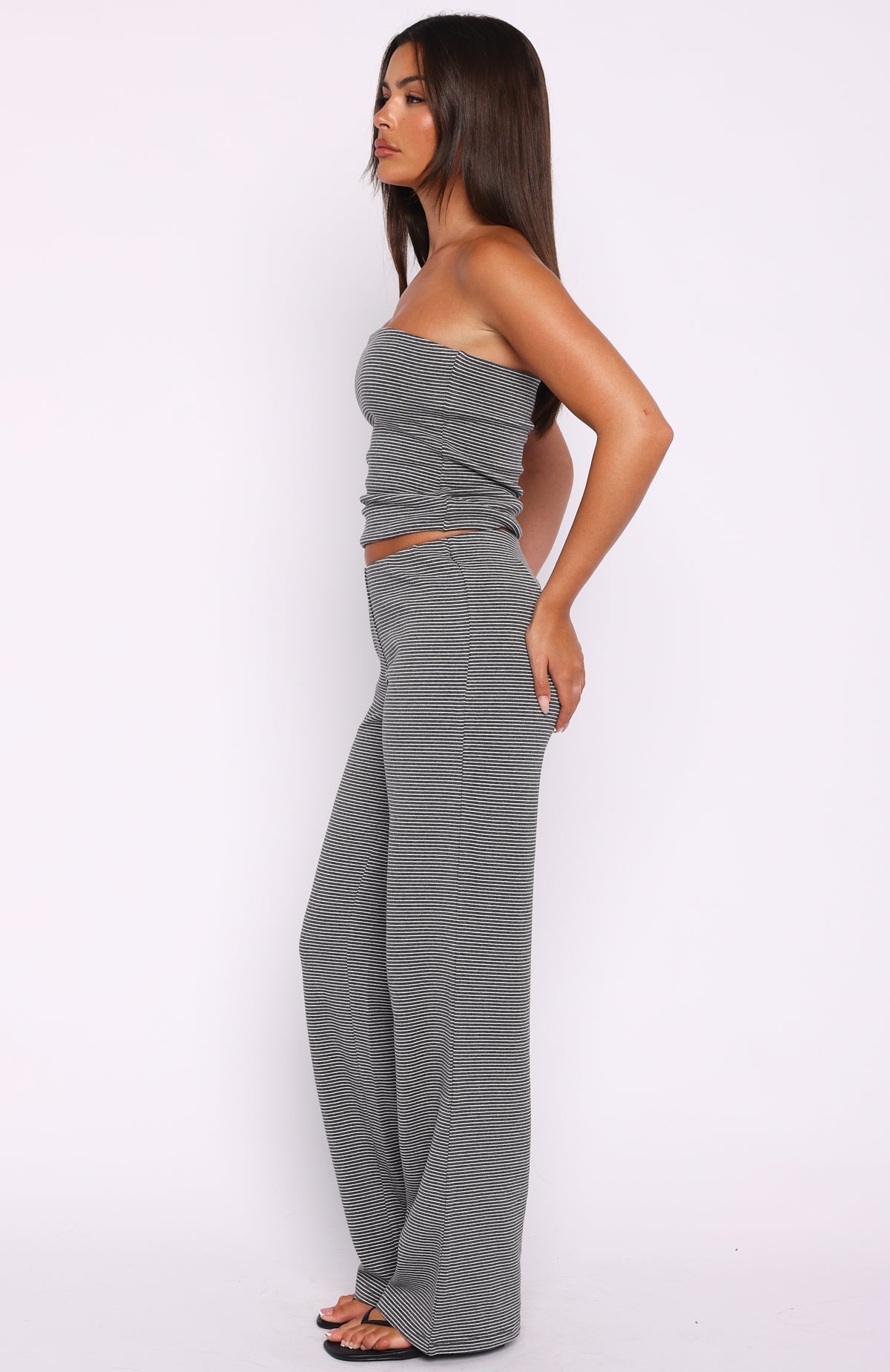 Happy It Happened Pants Grey/White Stripe