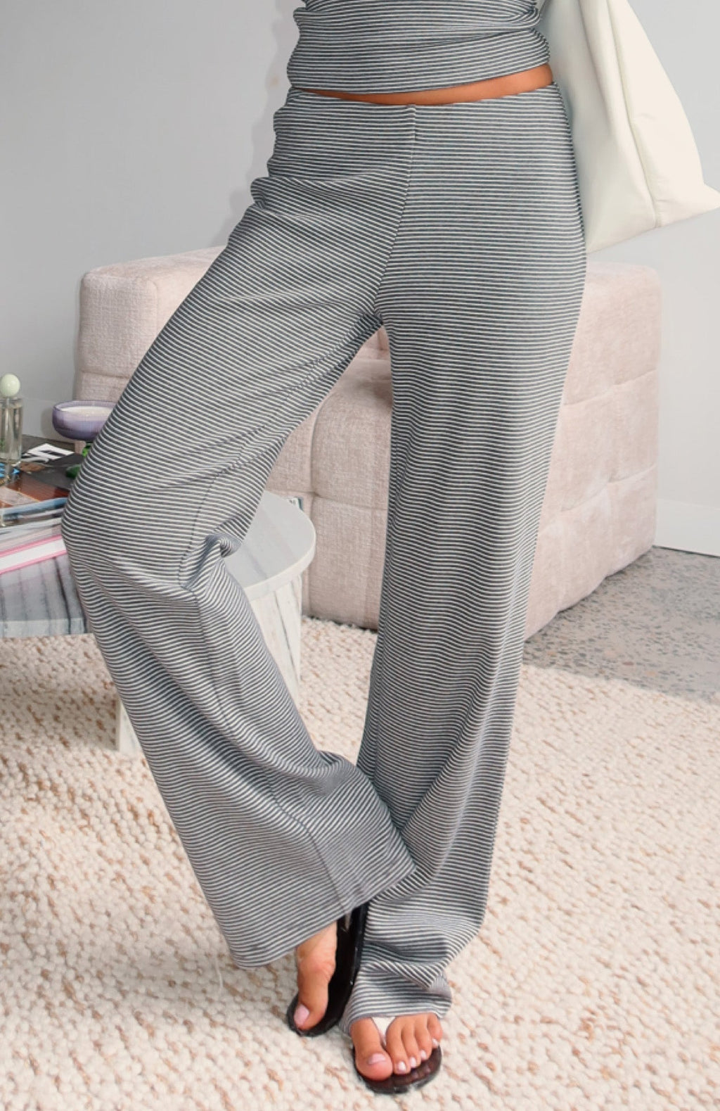 Happy It Happened Pants Grey/White Stripe