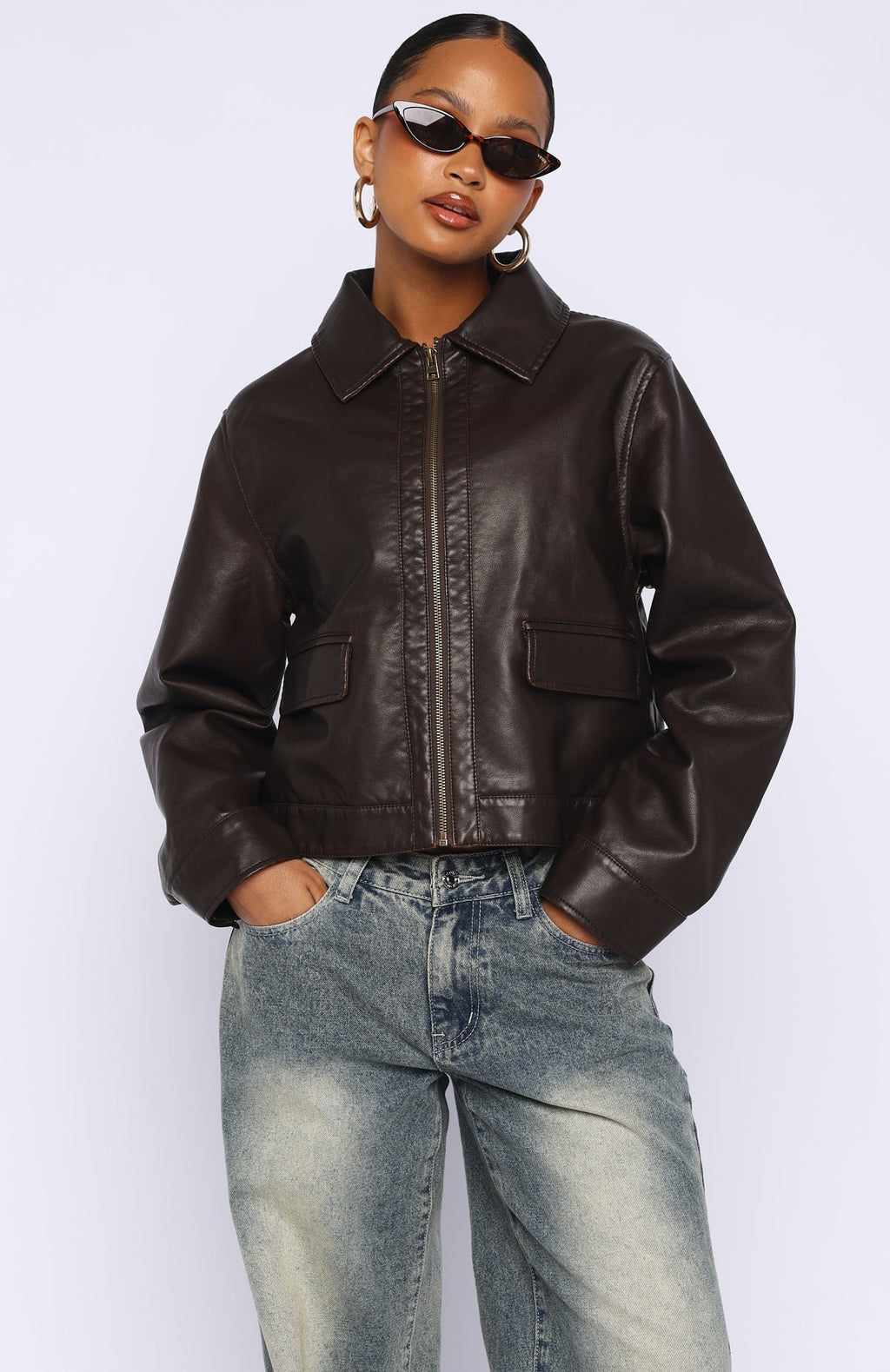 I Know Love PU Jacket Chocolate