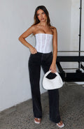 Jasmine Mid Rise Straight Leg Jeans Black Acid