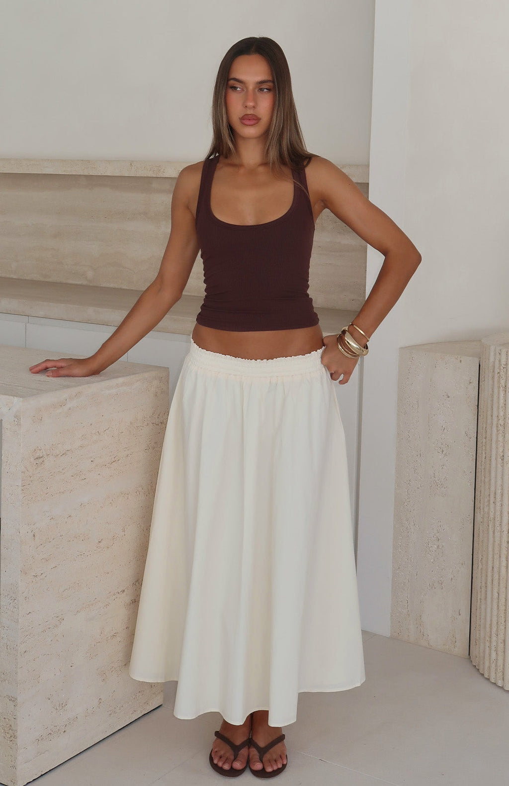 Lost In Your Love Maxi Skirt Cream