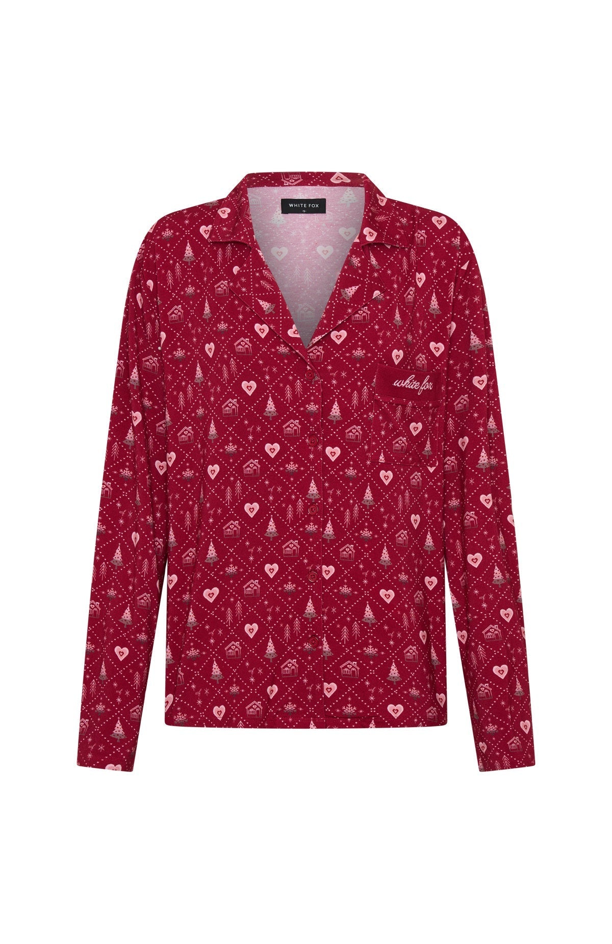 Pillow Talk Printed Long Sleeve Pyjama Set Cherry Noel