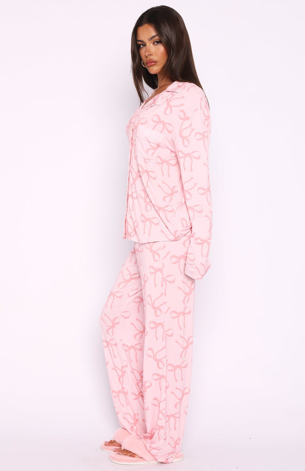 Pillow Talk Printed Long Sleeve Pyjama Set Posy Bow