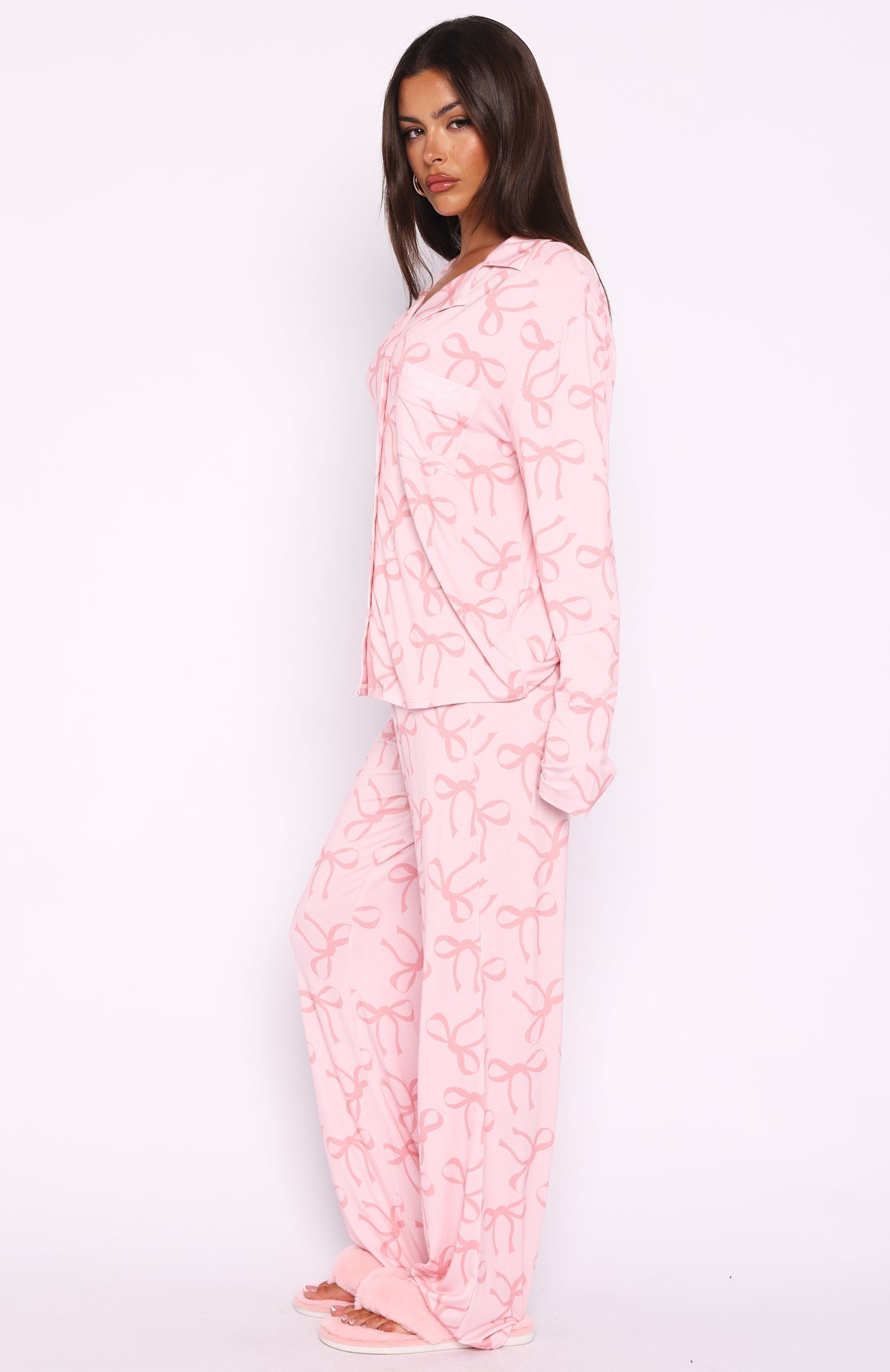 Pillow Talk Printed Long Sleeve Pyjama Set Posy Bow