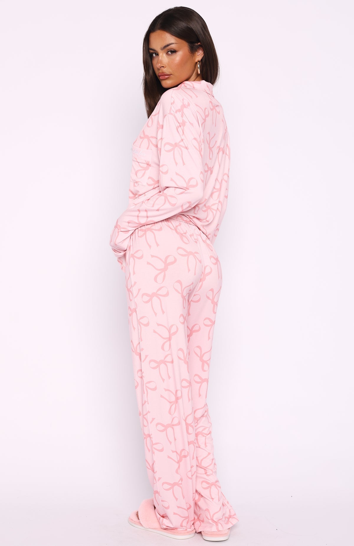 Pillow Talk Printed Long Sleeve Pyjama Set Posy Bow