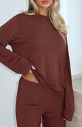 Slow Life Long Sleeve Pyjama Top Chocolate