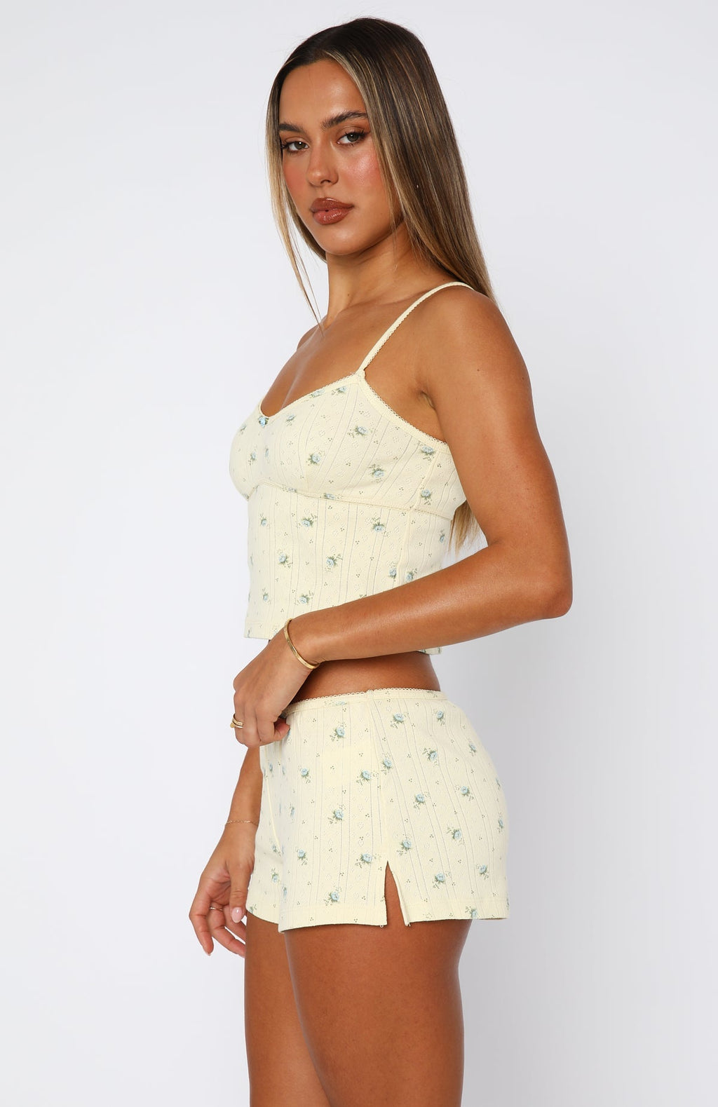 Snuggle Season Pyjama Shorts Lemon Floral