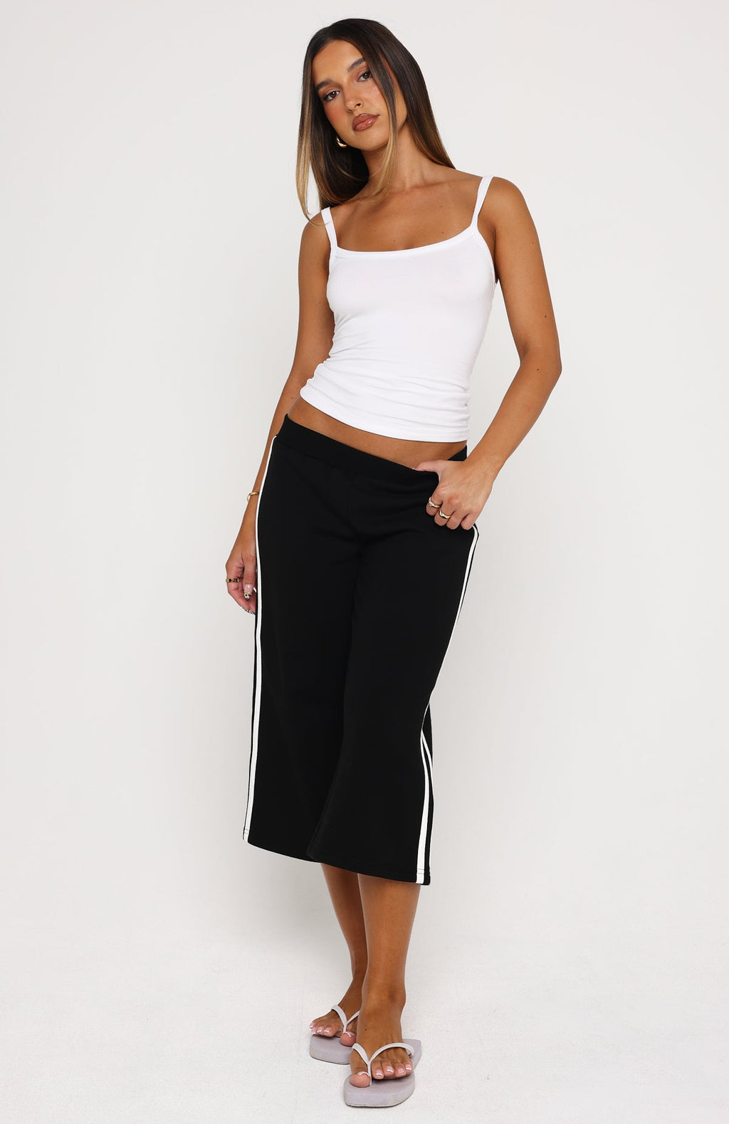 Stuck In A Daze Capri Track Pants Black