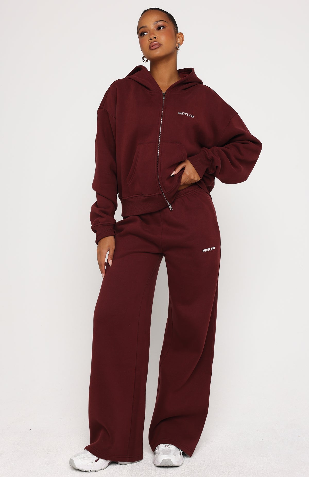Test Drive Boxy Zip Front Hoodie Dark Cherry