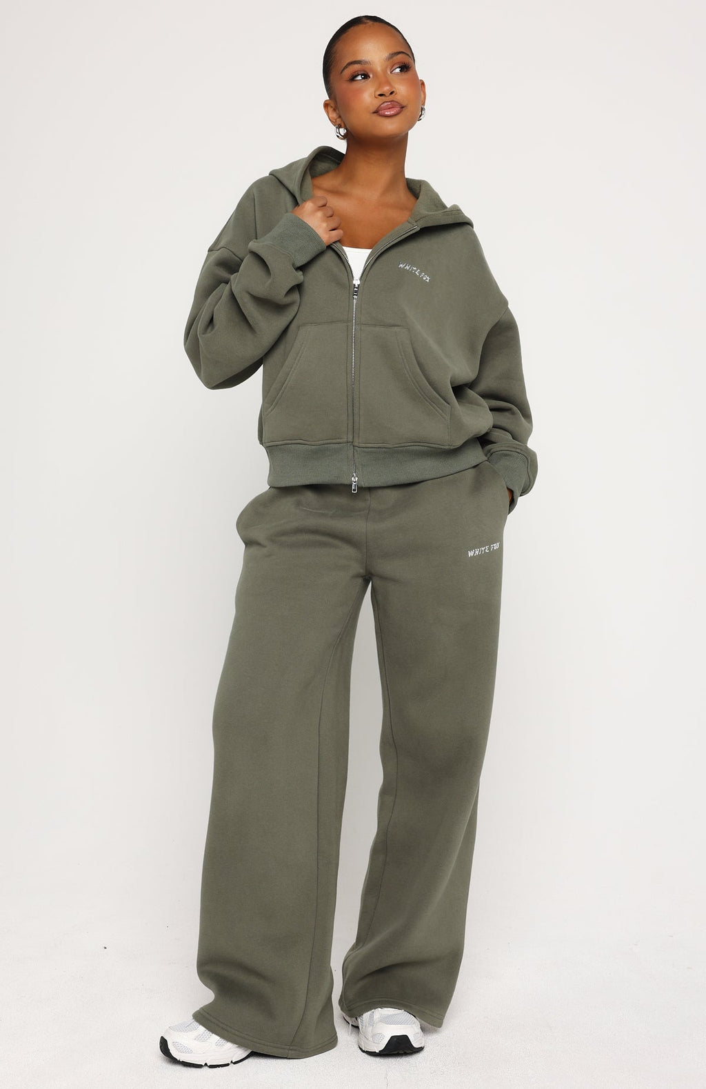 Test Drive Boxy Zip Front Hoodie Khaki