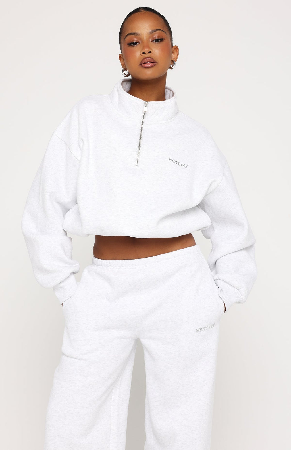 Test Drive Boxy Quarter Zip Sweater Grey Marle