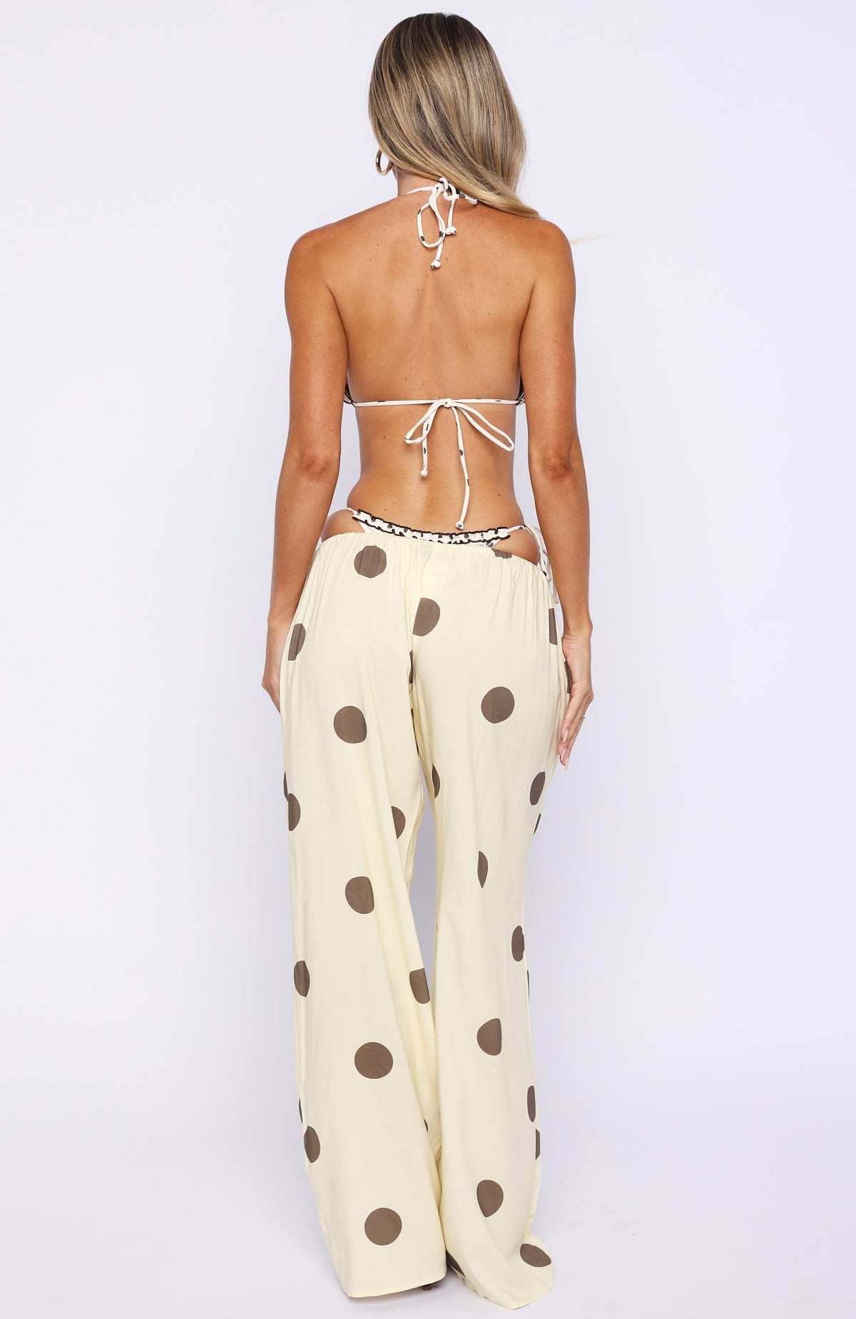 Tropic Muse Pants Cream/Choc Polka Dot