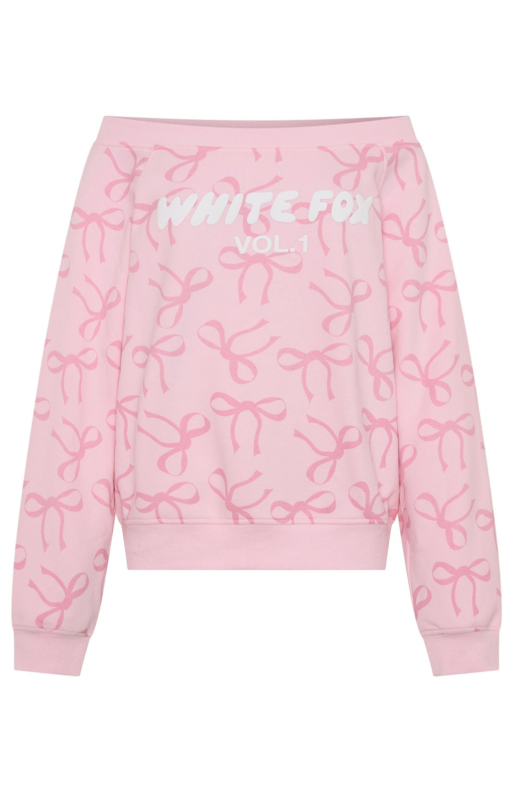 Vol. 1 Off Shoulder Printed Sweater Posy Bow