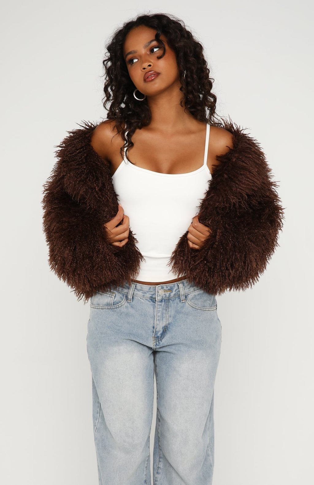 Weekend Away Faux Fur Jacket Chocolate
